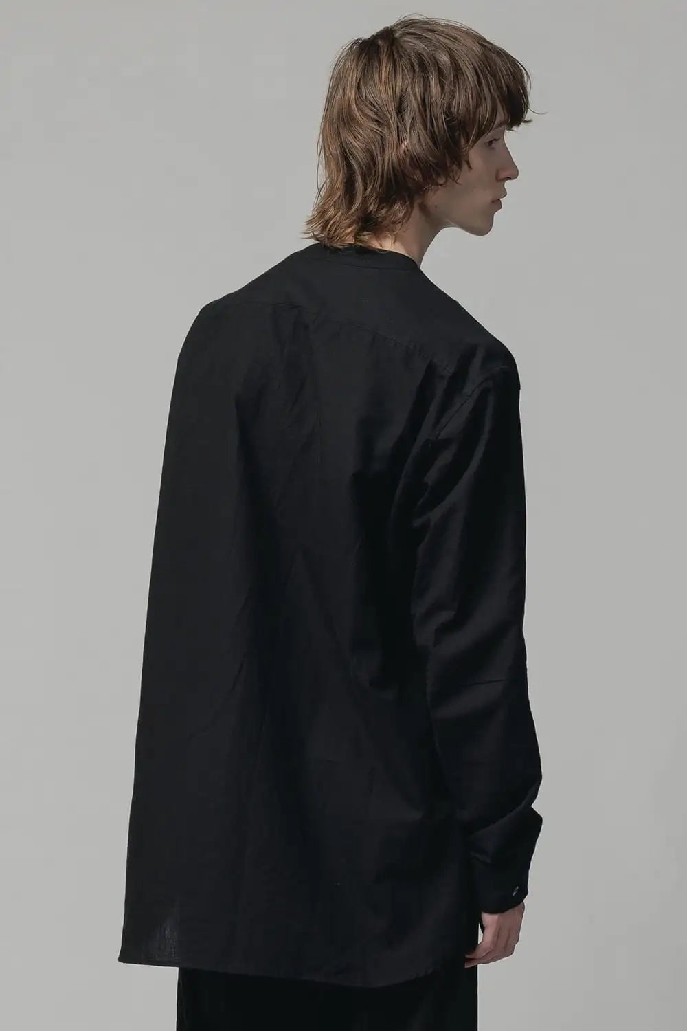 Cotton/Linen V Shirt  Black