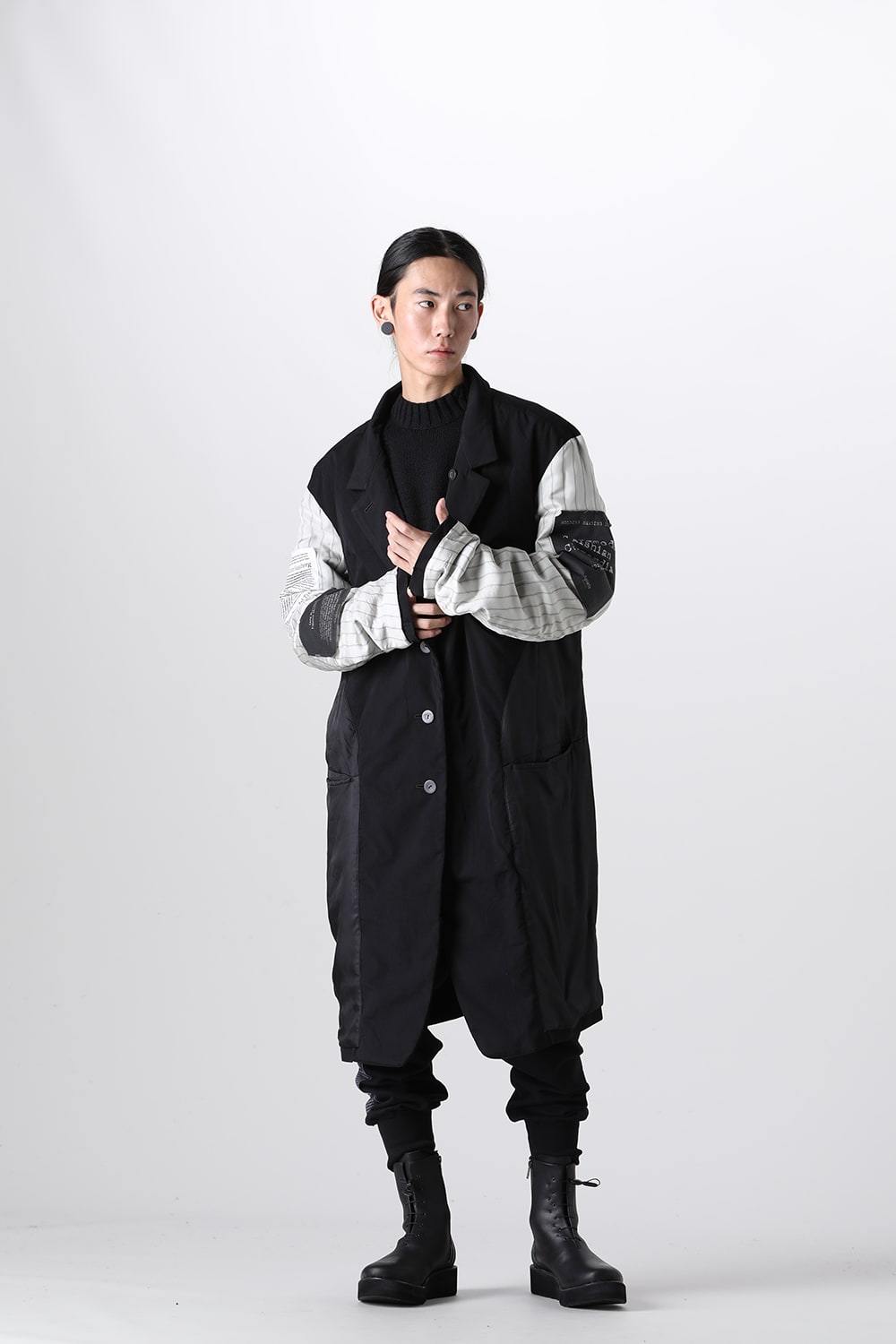 Oversized Long Jacket w/Printed Patches