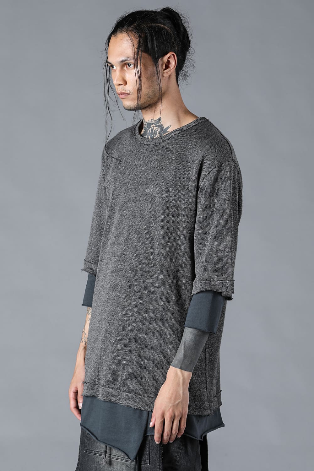 Washi x Rayon Knit Layered T-Shirt