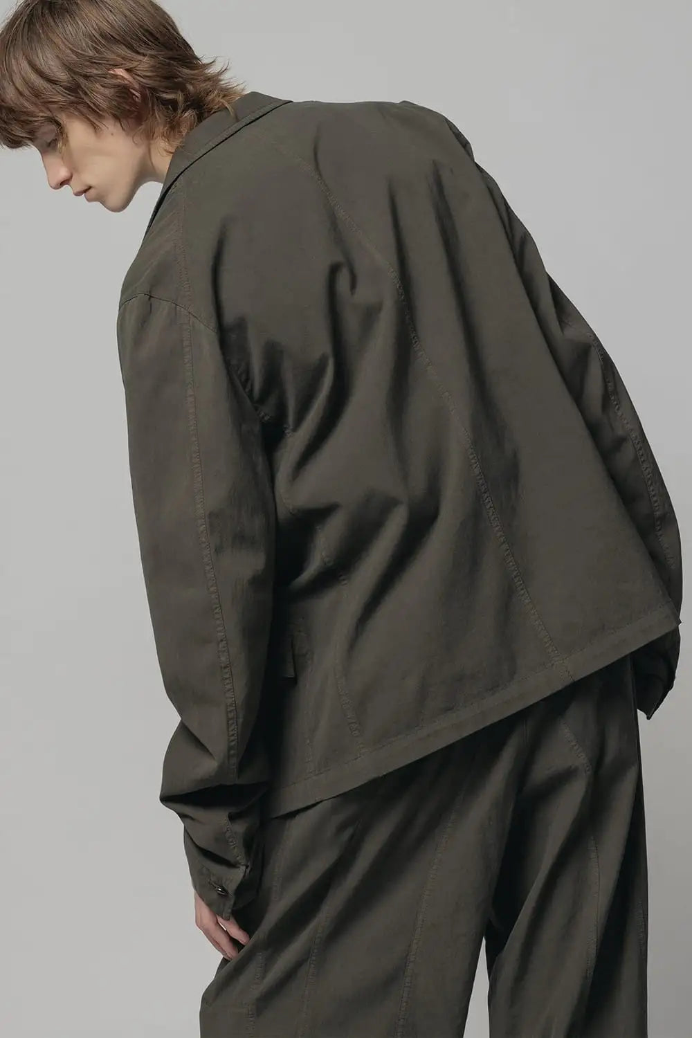 強撚ドライコットン ジャケット  オリーブドラブ