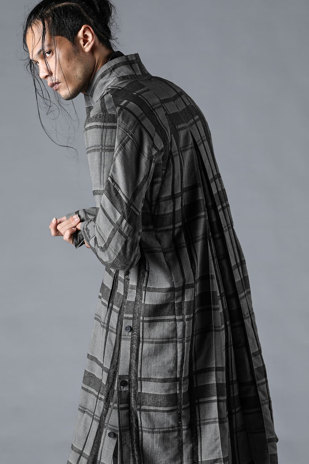 Check Jacquard W-Breasted Shirt Coat