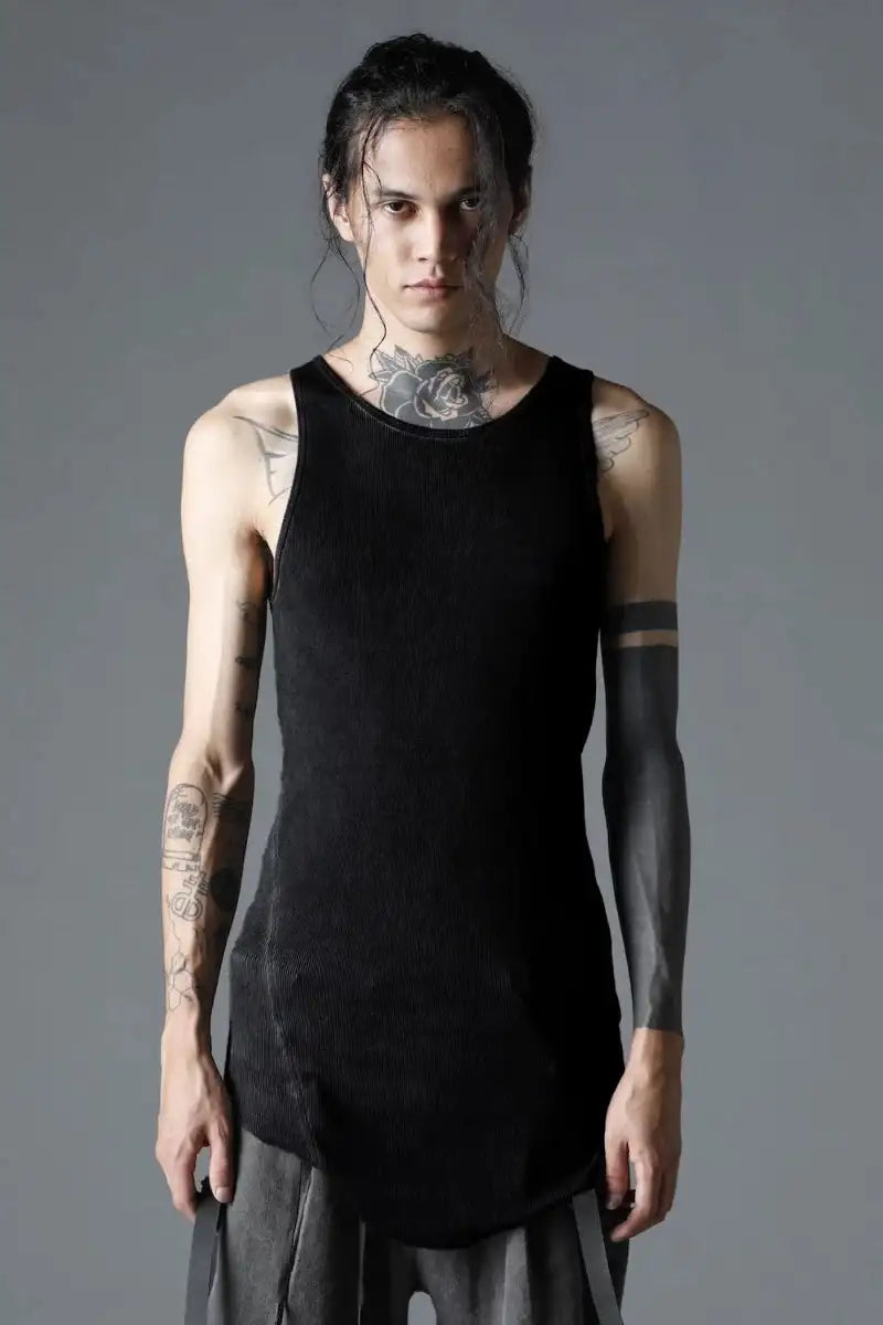 Cotton x Rayon Ribbed Tank Top Black