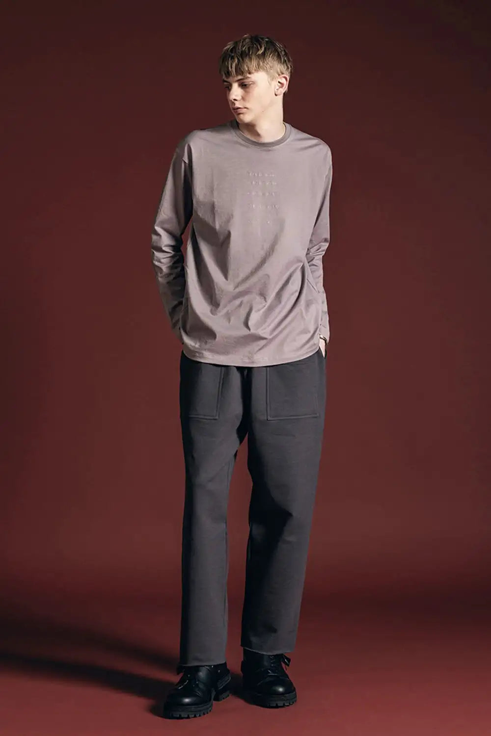 Embroidered L/S T-shirt Pink