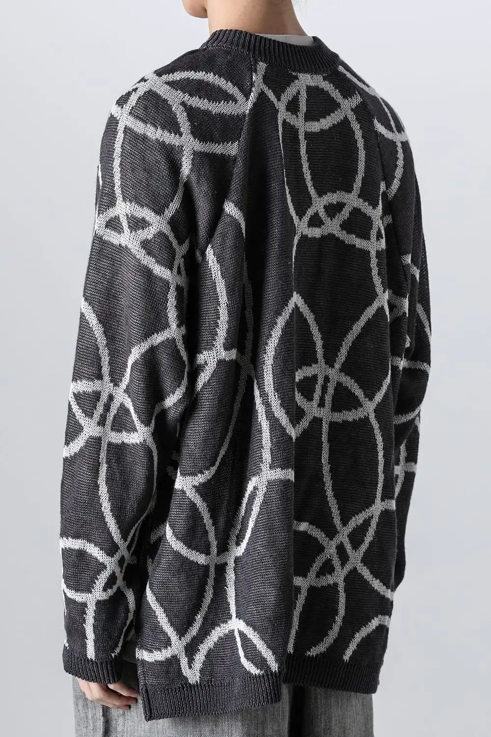 KNITTED CREW NECK Hemp yarn 7gg DK GREY