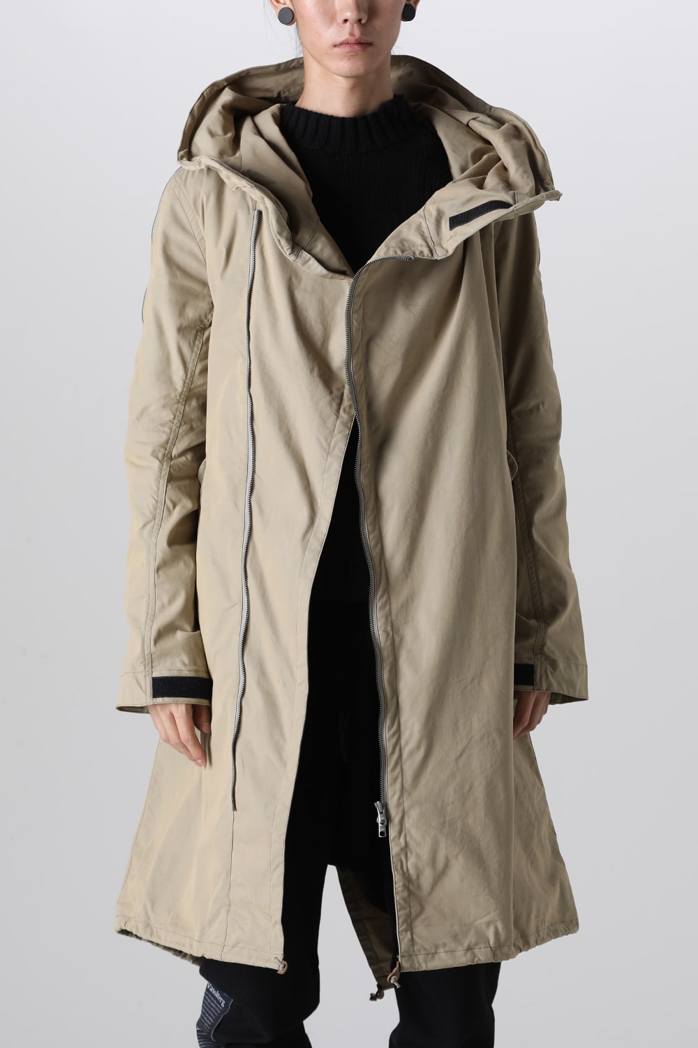 Multi Zip Military Hoodie Coat - Without Patches Beige