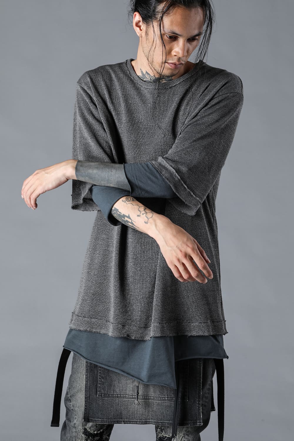 Washi x Rayon Knit Layered T-Shirt