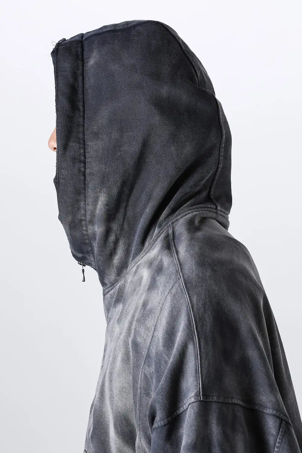 Faded Garment Wash Sweat Hoodie Black