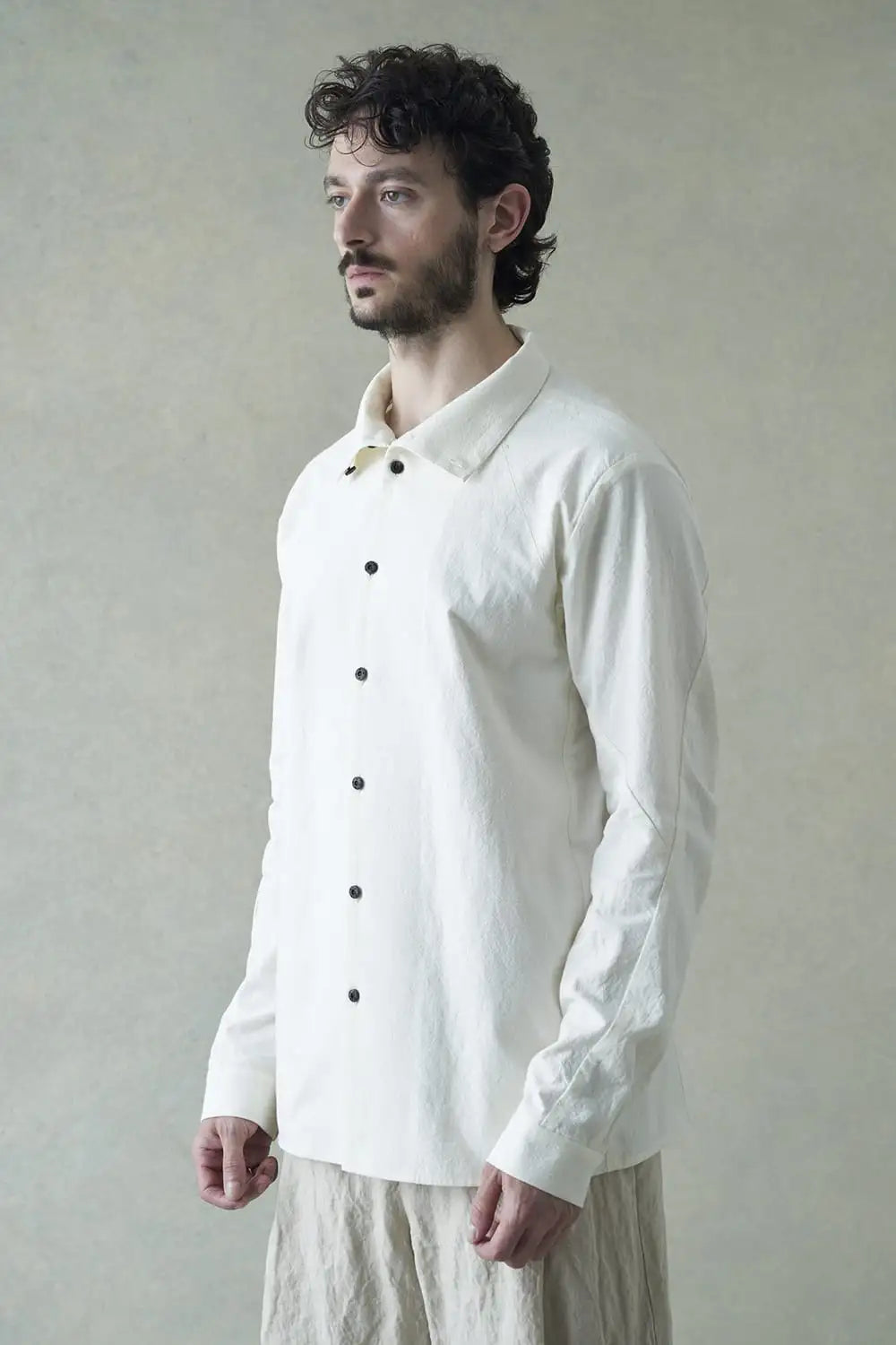 High neck shirt cotton / hemp