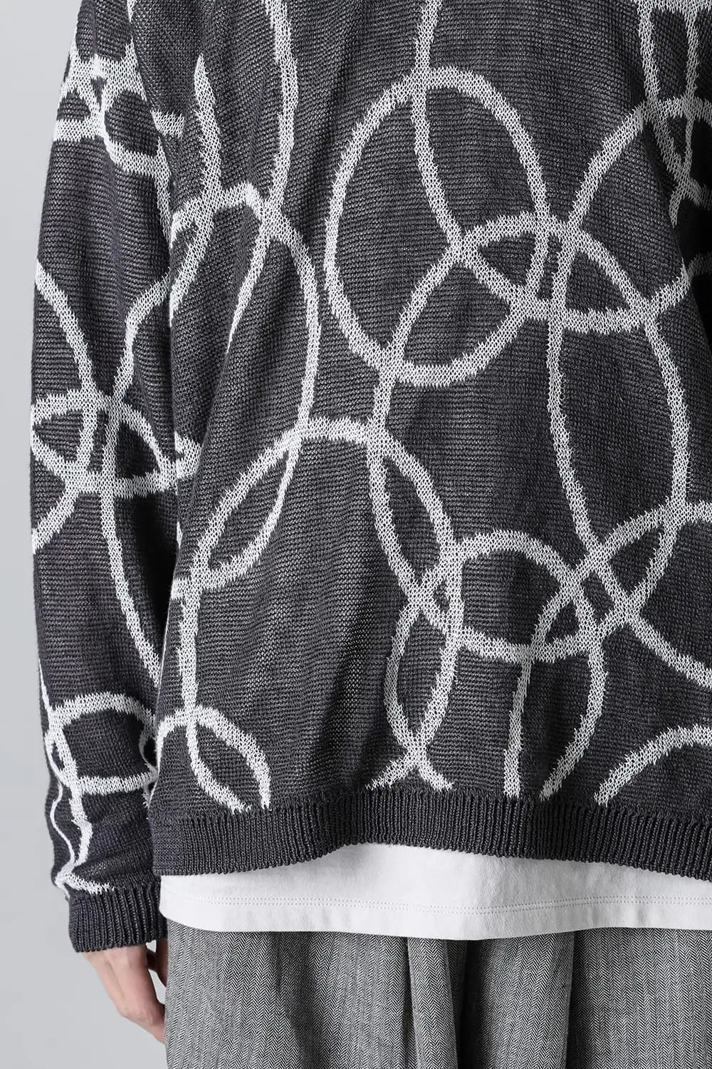 KNITTED CREW NECK Hemp yarn 7gg DK GREY