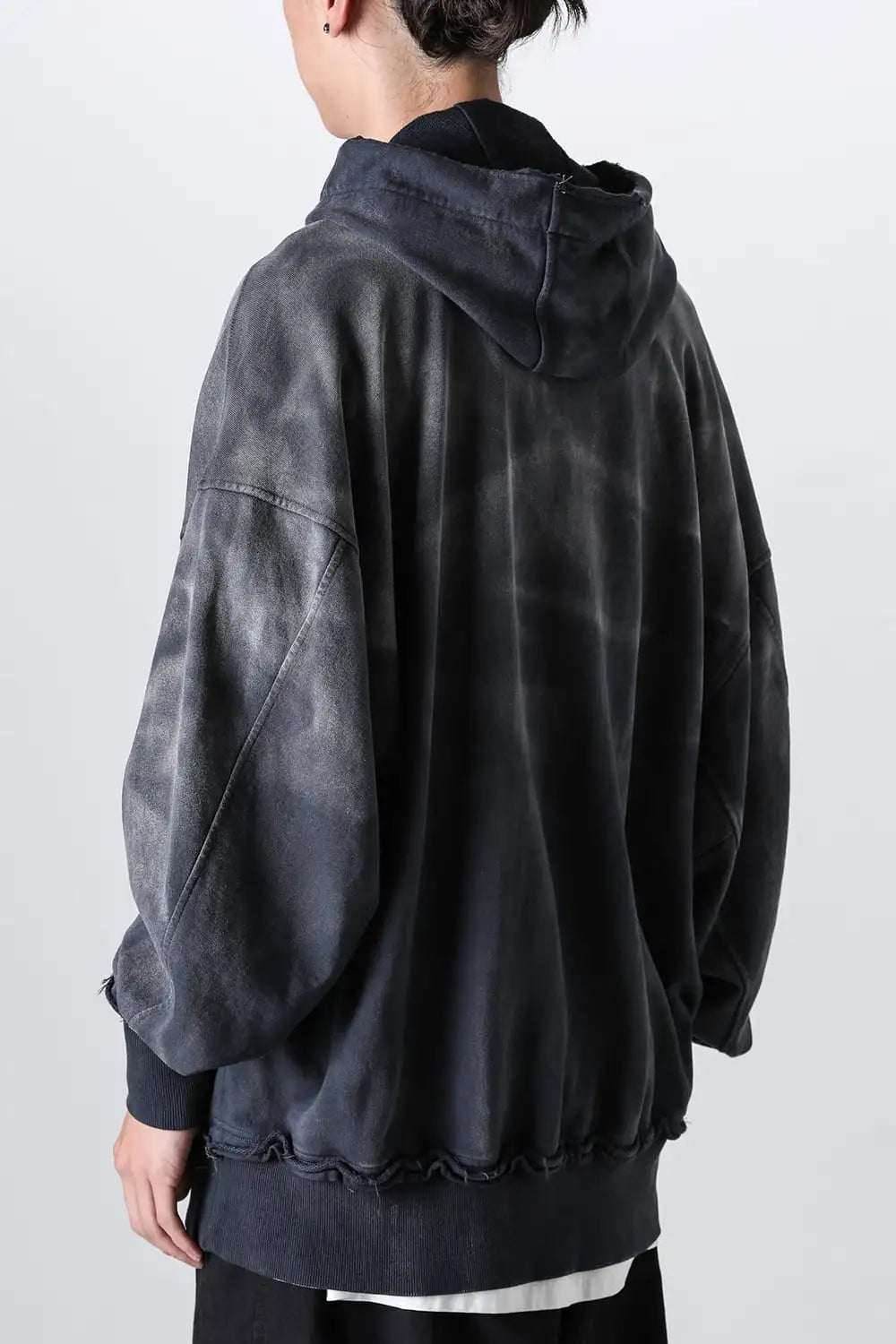 Faded Garment Wash Sweat Hoodie Black