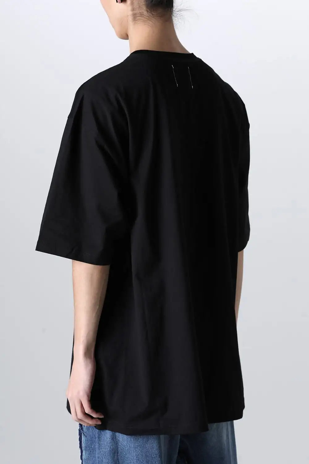 Sロゴアンドボーンエムブレム(オーバーサイズショートスリーブポケットティー) Black