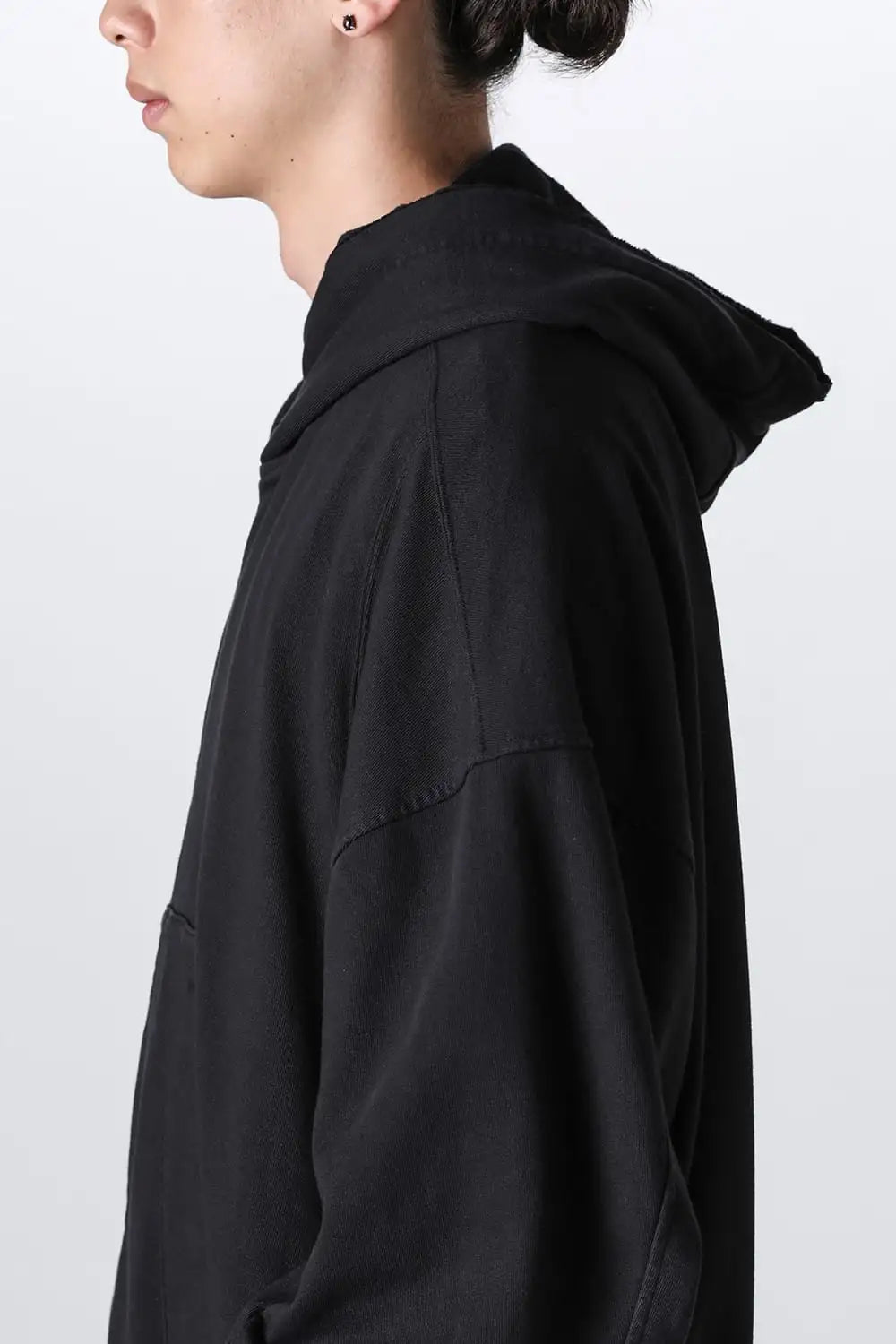 Cotton Sweat Zip Up Hoodie Black