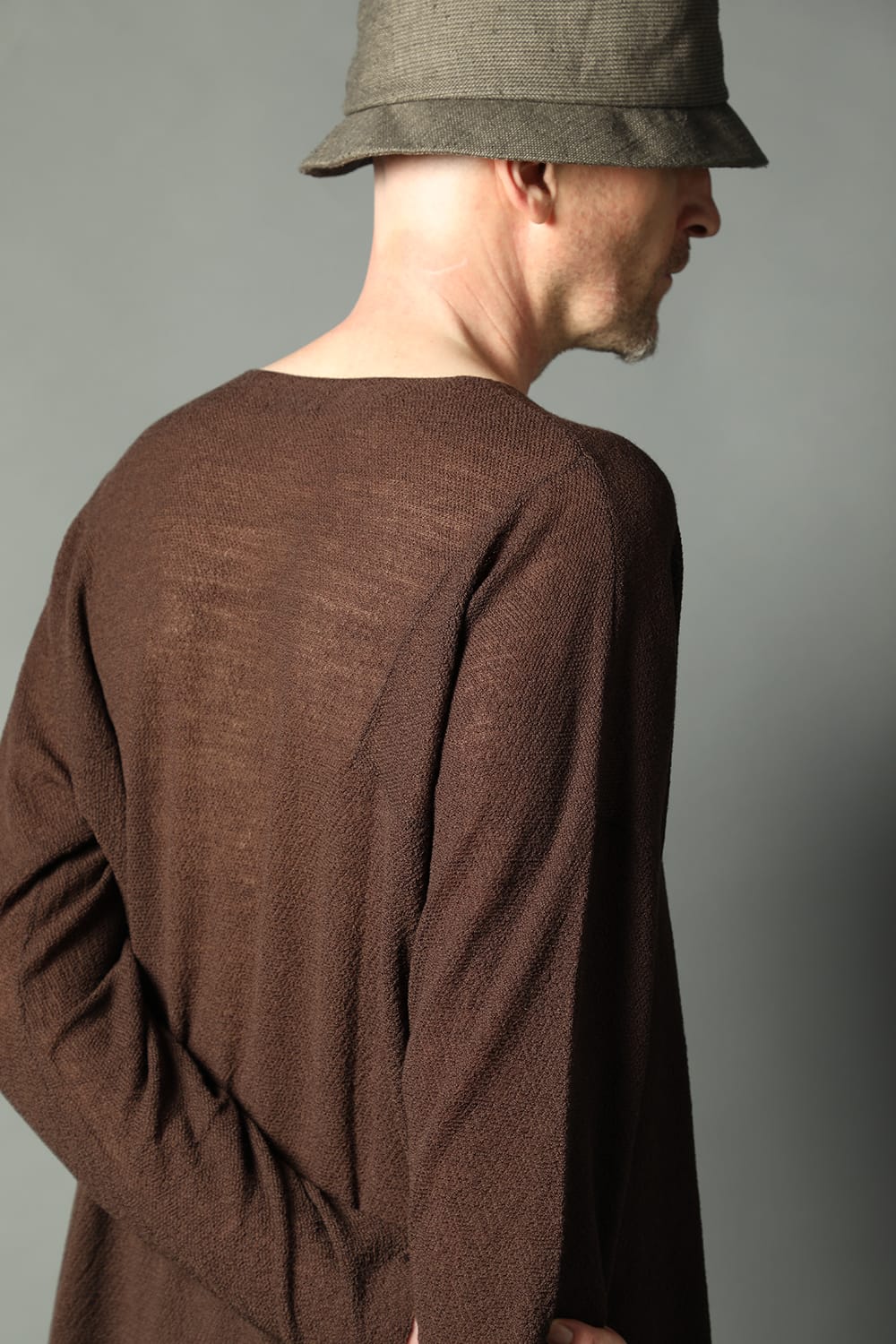 ルーズフィット ロングスリーブ メリノウール  ダークブラウン
