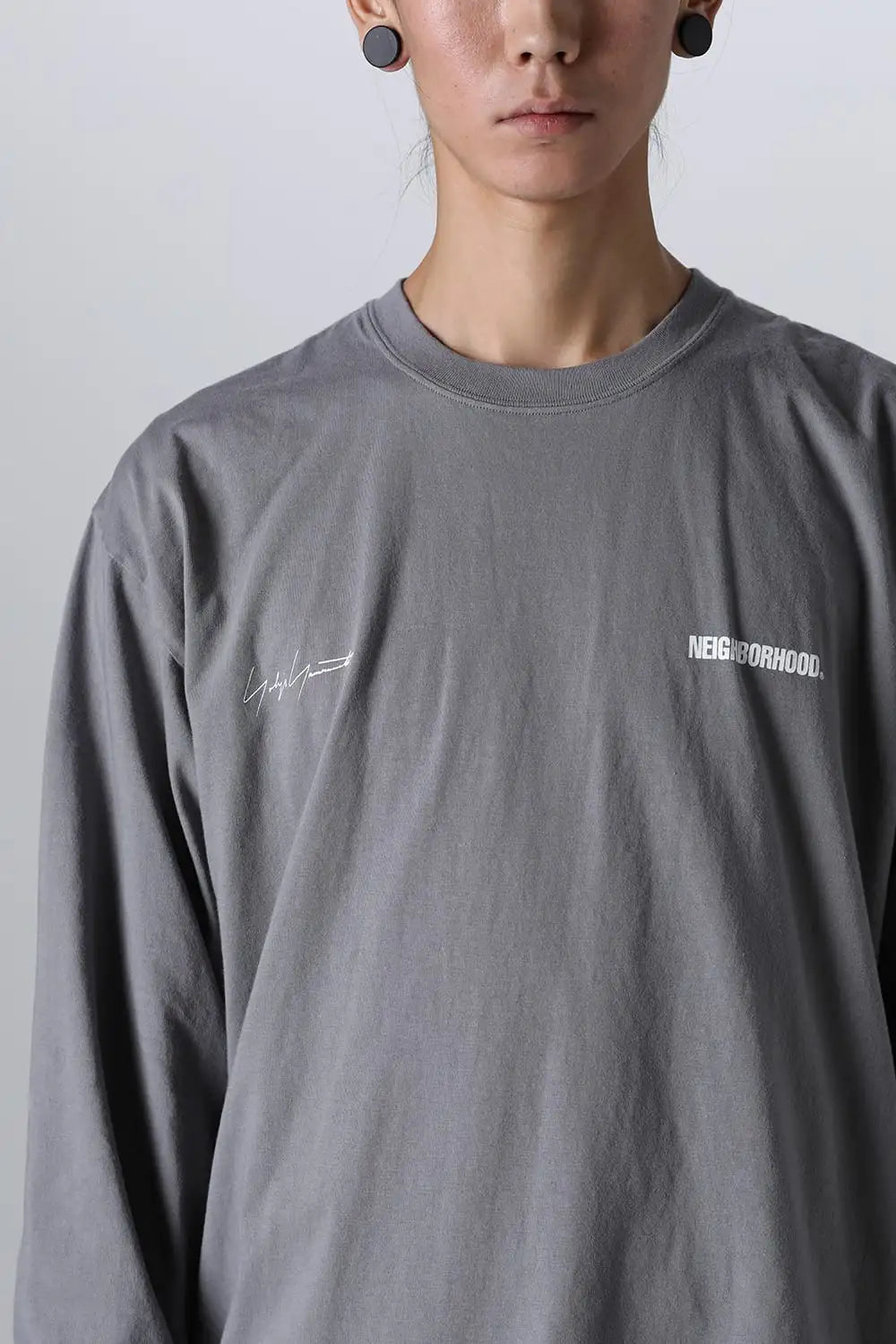 NEIGHBORHOOD × Yohji Yamamoto Print Long Sleeve T-Shirt Gray