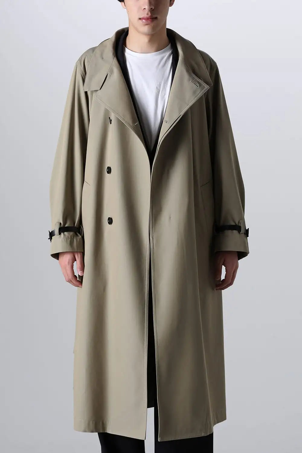 Stand Collar Coat With Leather Strap