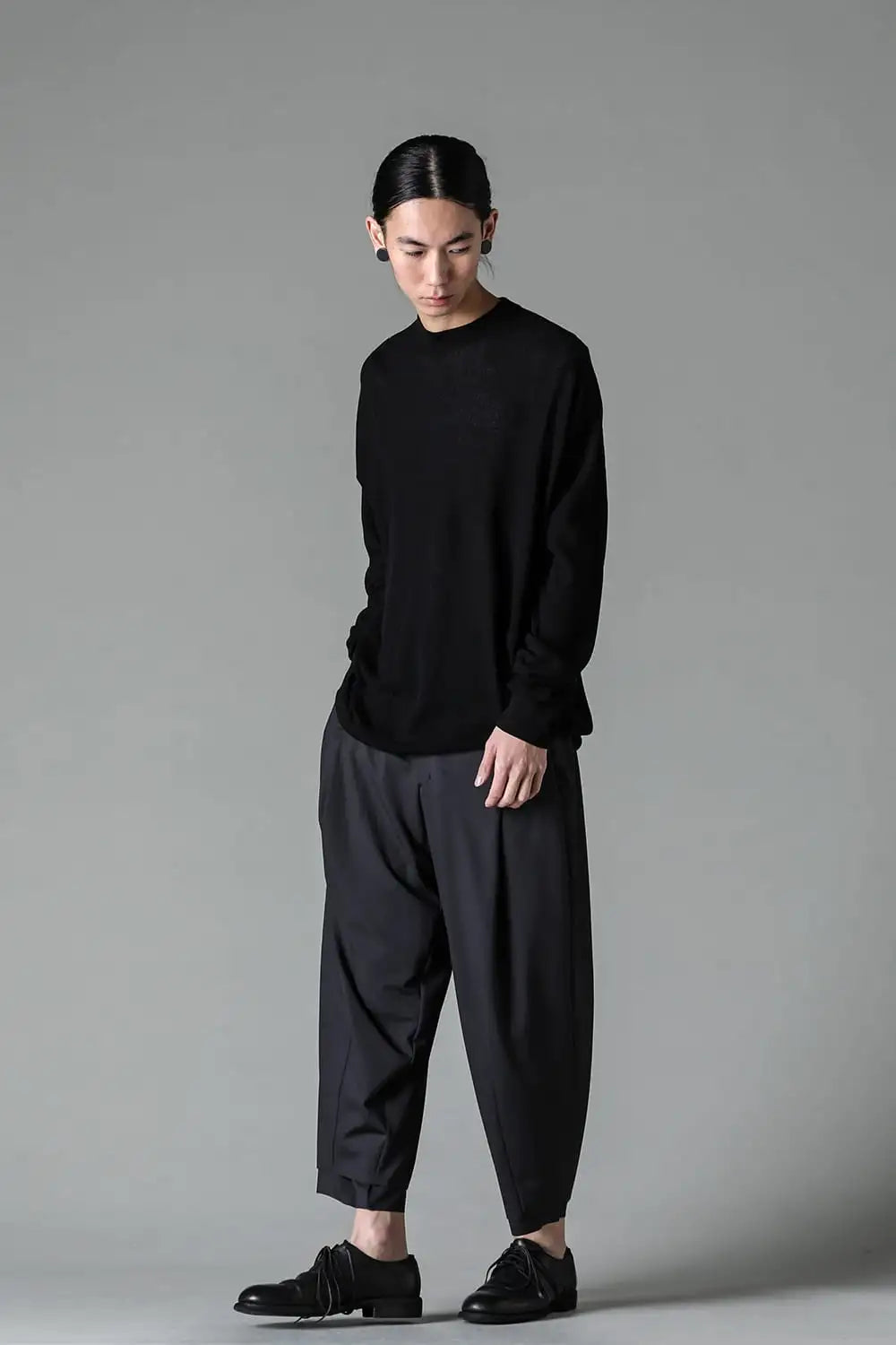 プルオーバーニット コットンリネンシルク Black