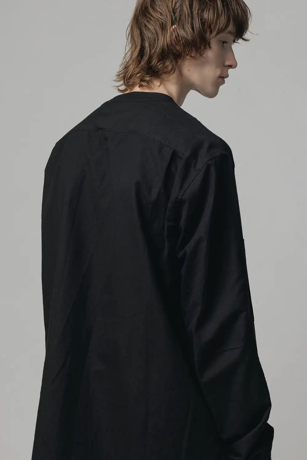 Cotton/Linen V Shirt  Black