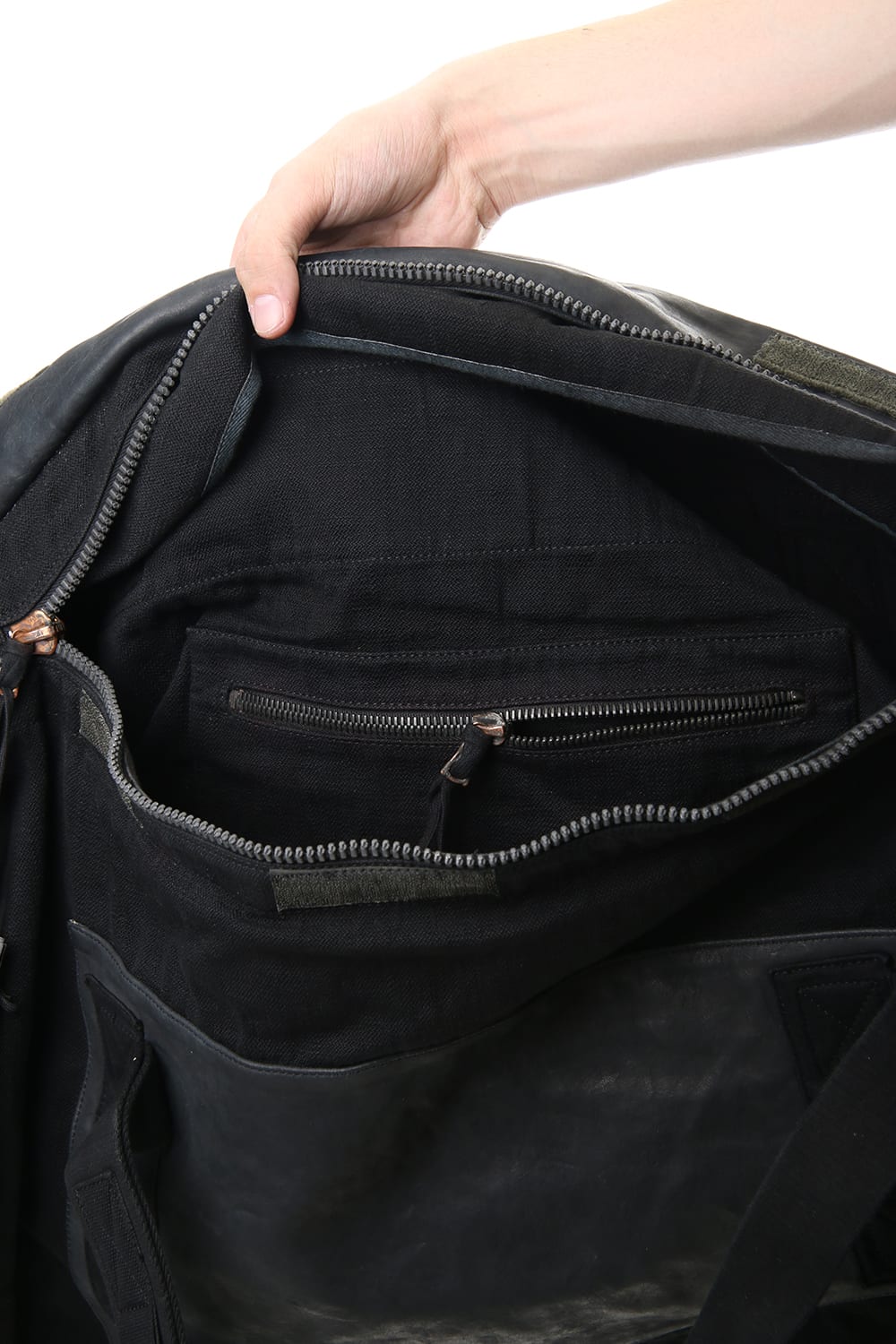 INFANTERY-BAG2 - VEG TAN HORSE SKIN - Black