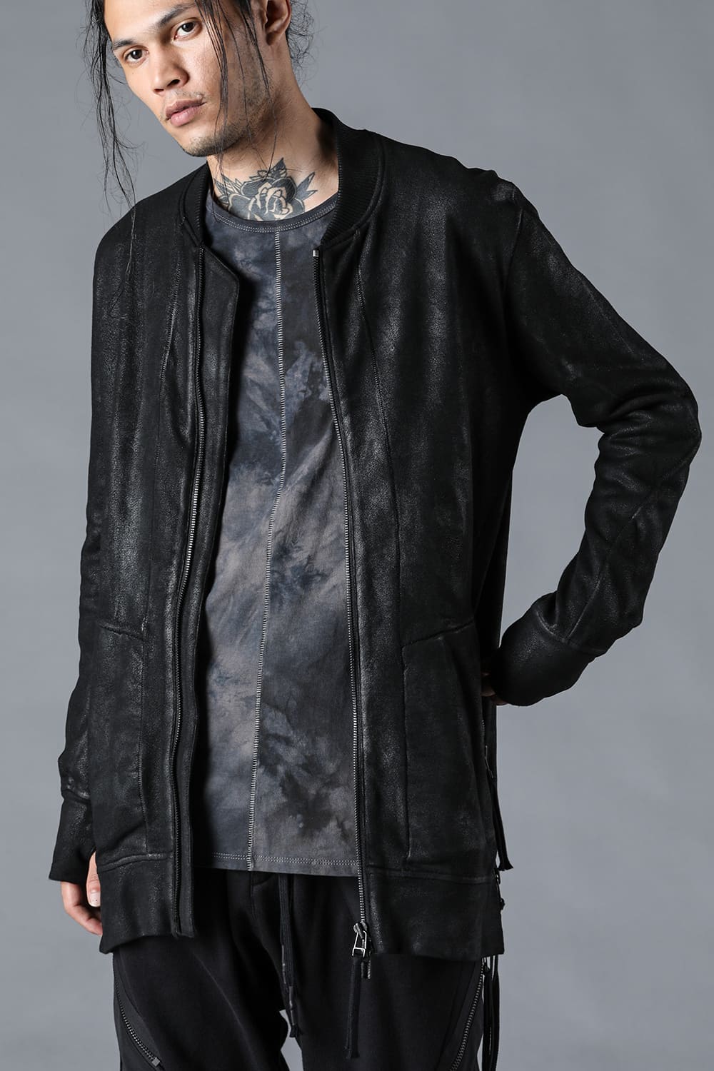 Untwisted Fleece-Line Coated Bomber Jacket