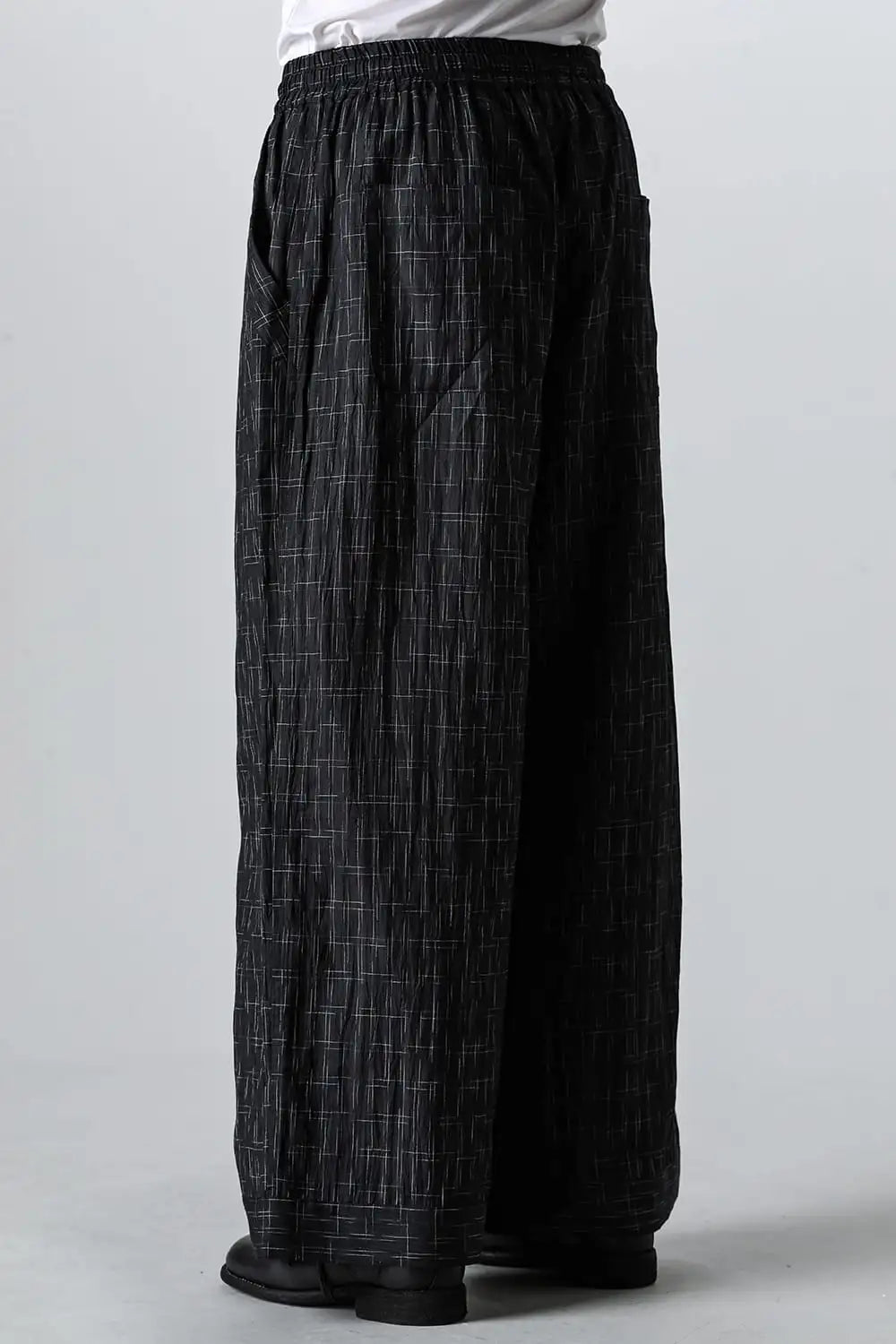 WIDE PANTS Fine Kasuri Shirting BLACK