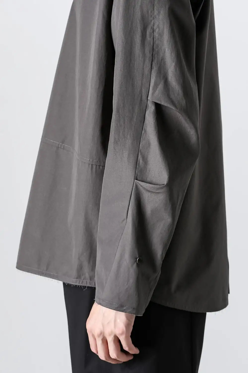 マオカラーシャツ 120/2 コットン マッドグレー