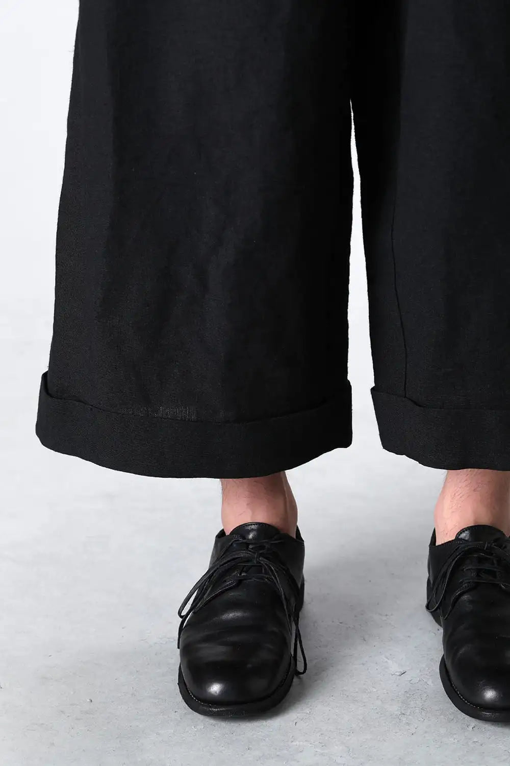 Cropped baggy pants linen / japanese paper