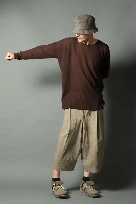 ルーズフィット ロングスリーブ メリノウール  ダークブラウン