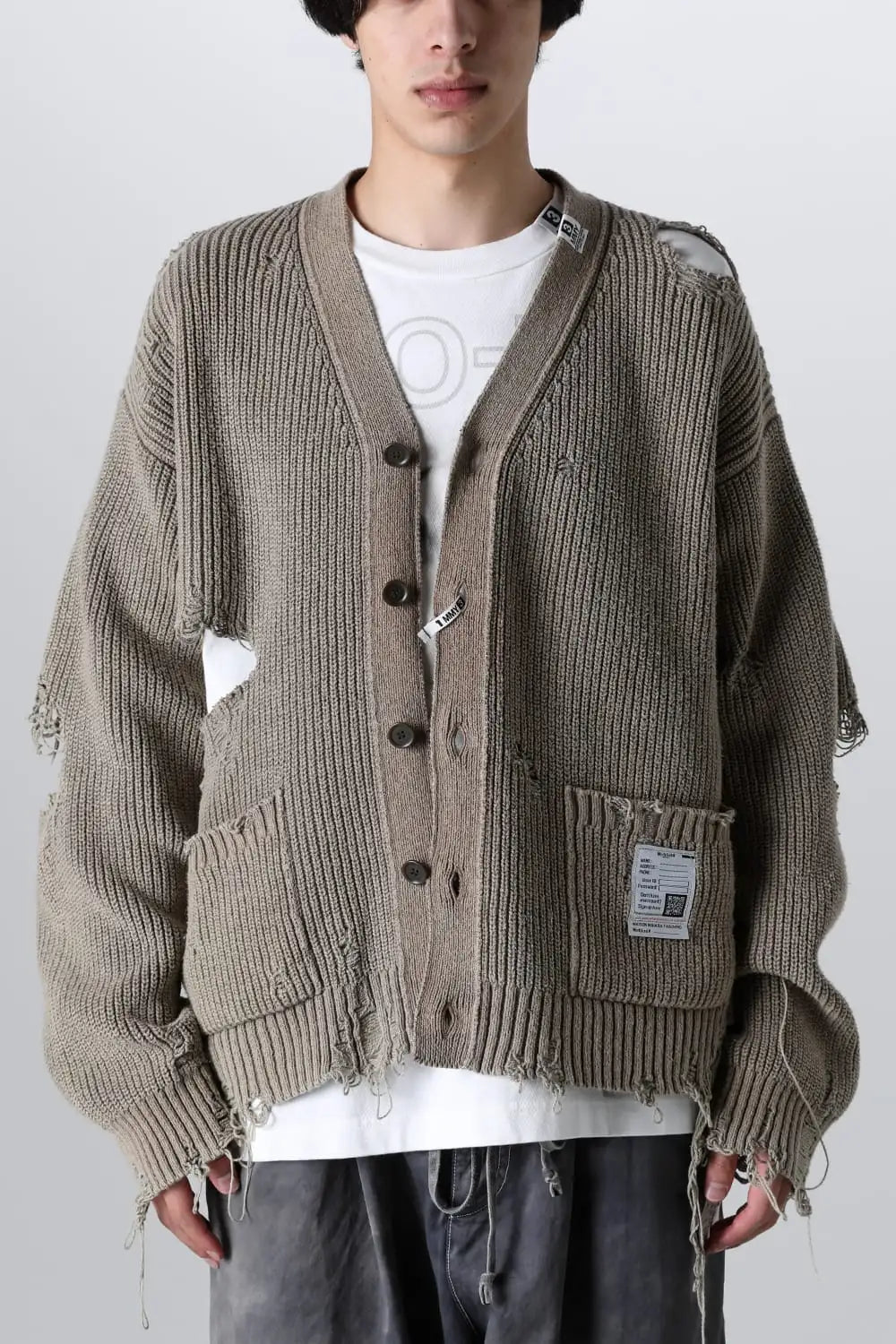 Bleached Knit Cardigan Khaki