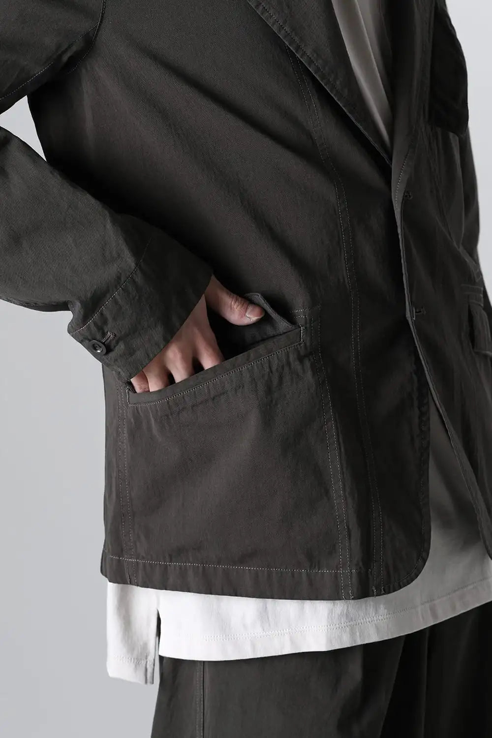 強撚ドライコットン ジャケット  オリーブドラブ