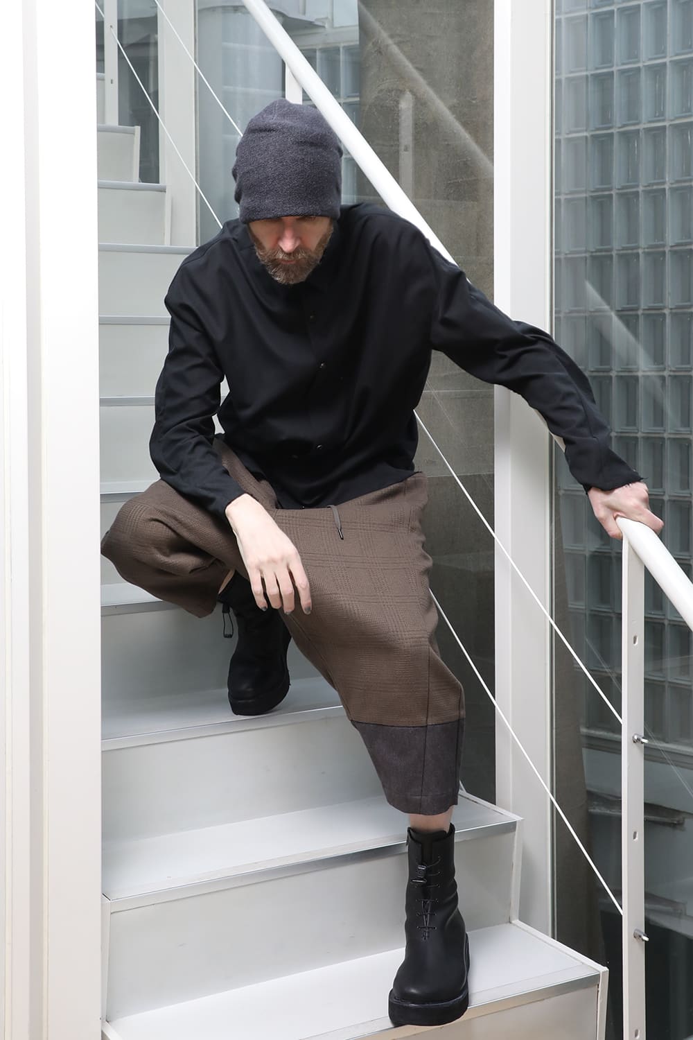 シャツ ルーズフィット サンドブラスト シルク コットン