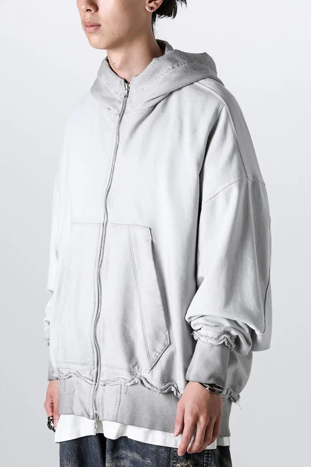 Cotton Sweat Zip Up Hoodie Plaster