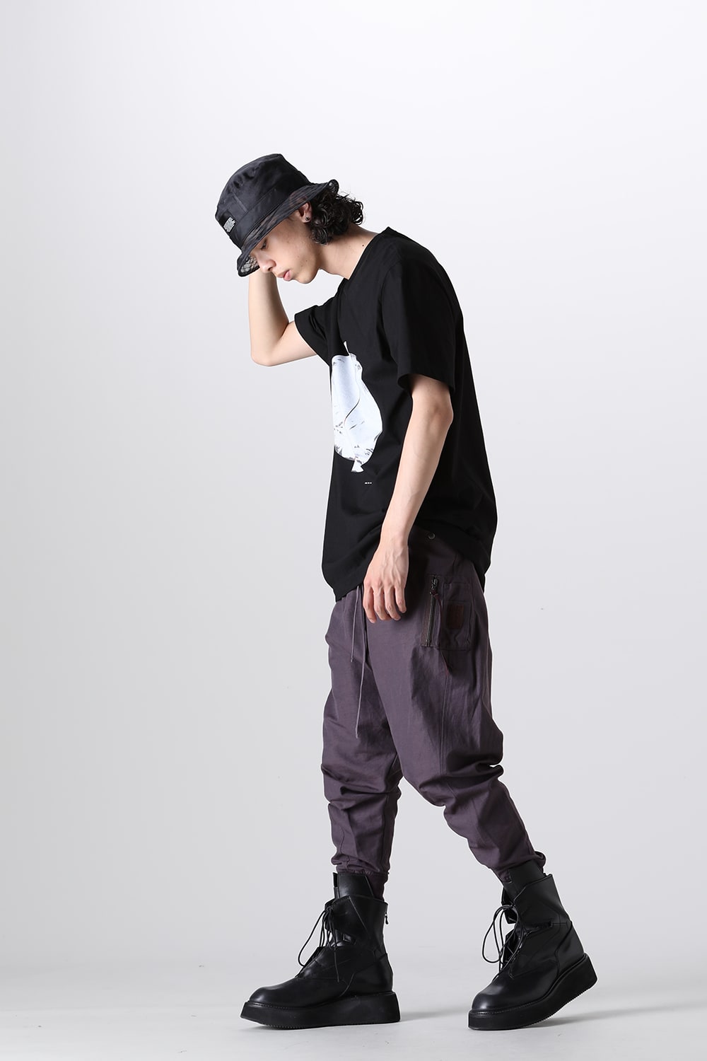 Nylon/Cotton Grosgrain Sarrouel Pants Sepia