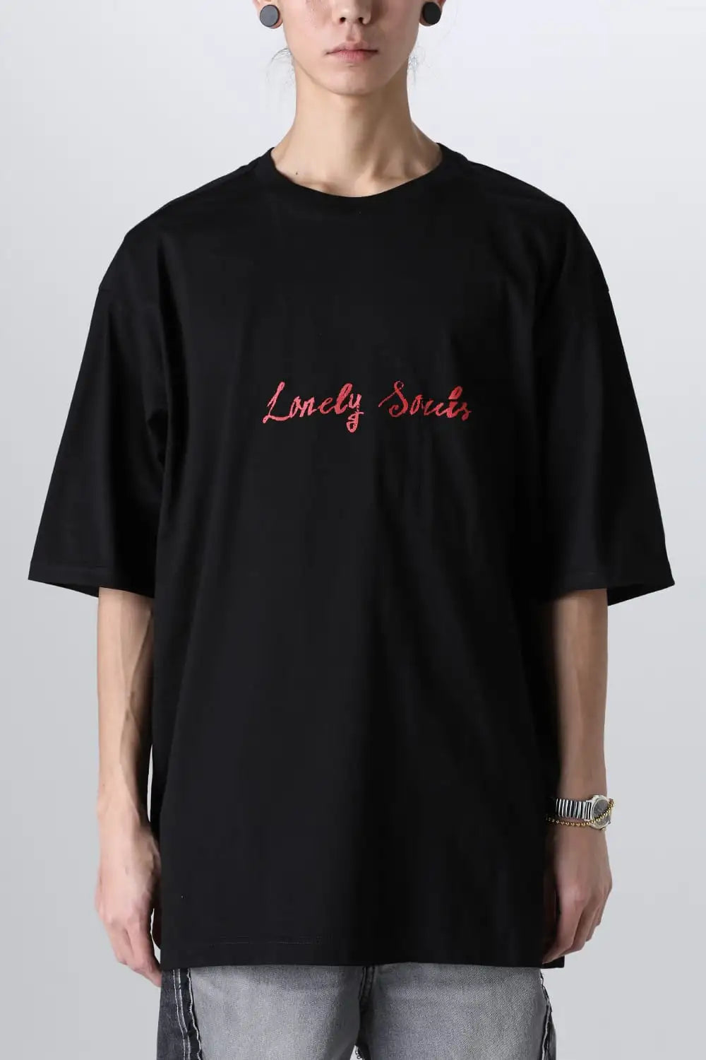 lonely souls. (oversized s/s pocket tee) Black