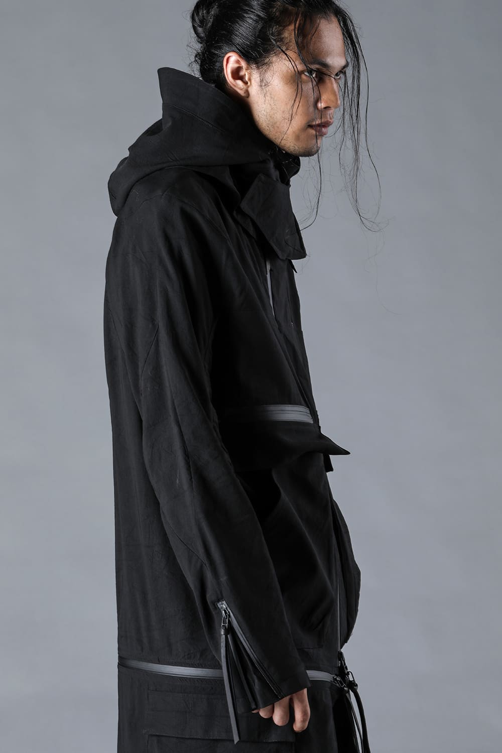 Salt-Shrunk Washed Dobby Border Military Coat