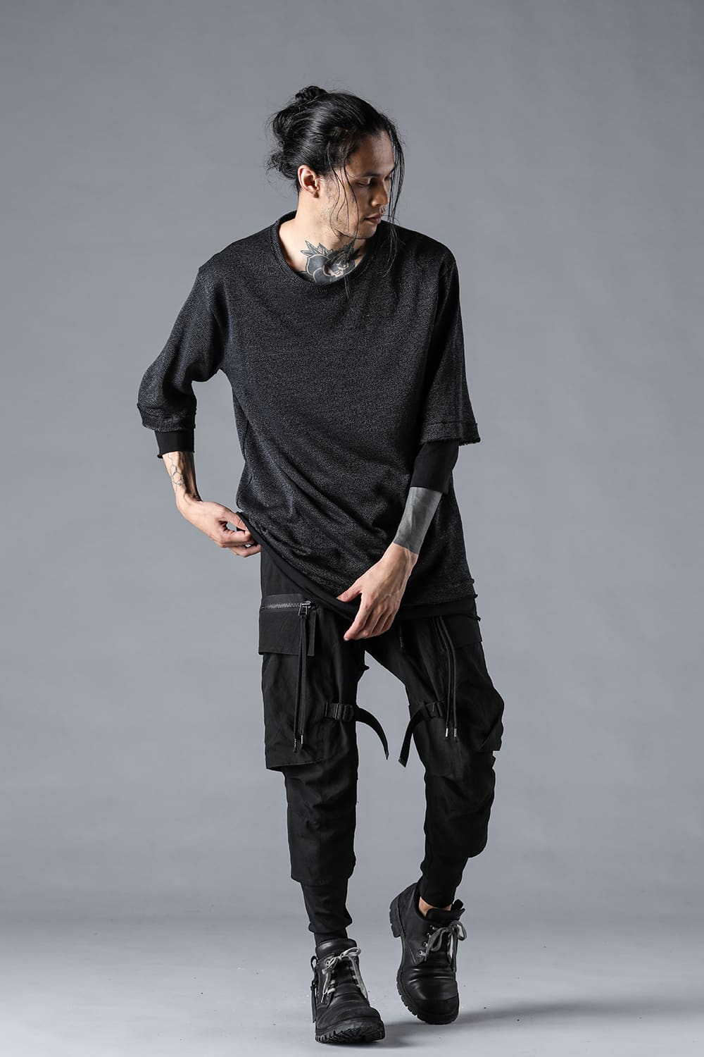 Washi x Rayon Knit Layered T-Shirt