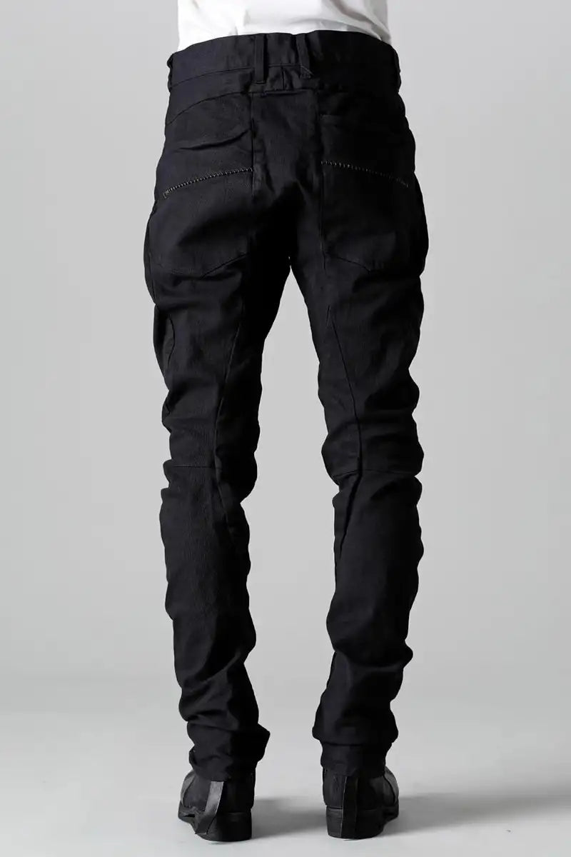 Stretch Denim Overlock Twist Curve Slim Pants Black