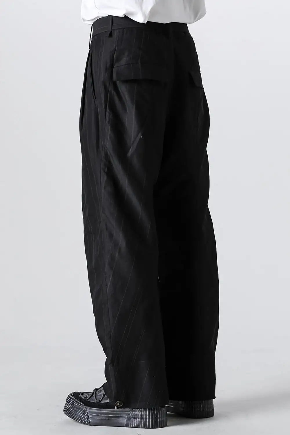 Cuffs baggy pant cotton / linen stripe