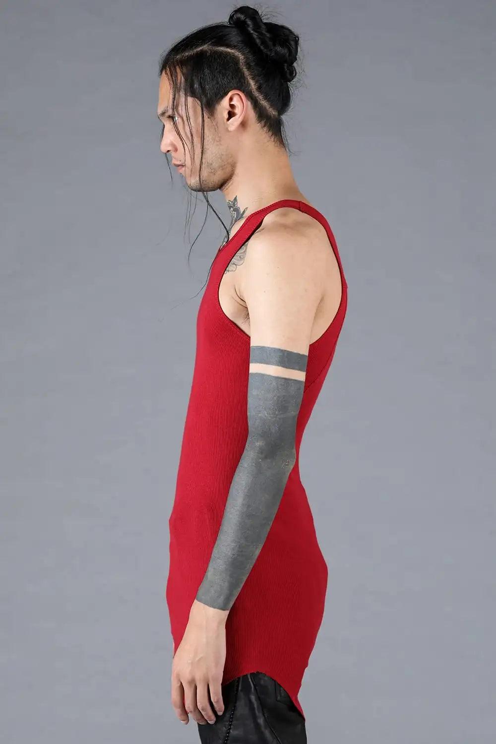 Cotton x Rayon Ribbed Tank Top Red