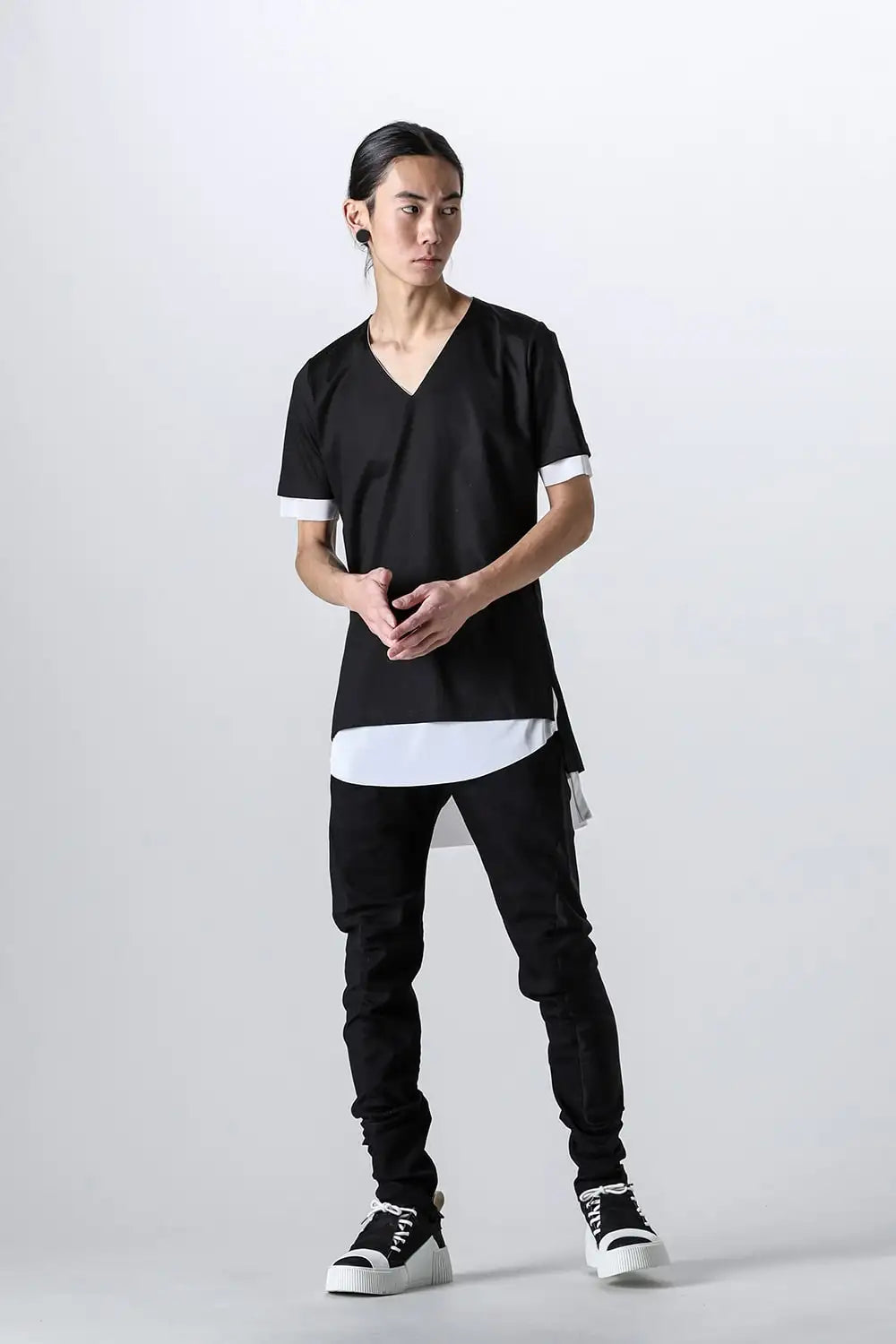 Layerd T-Shirt Black × White