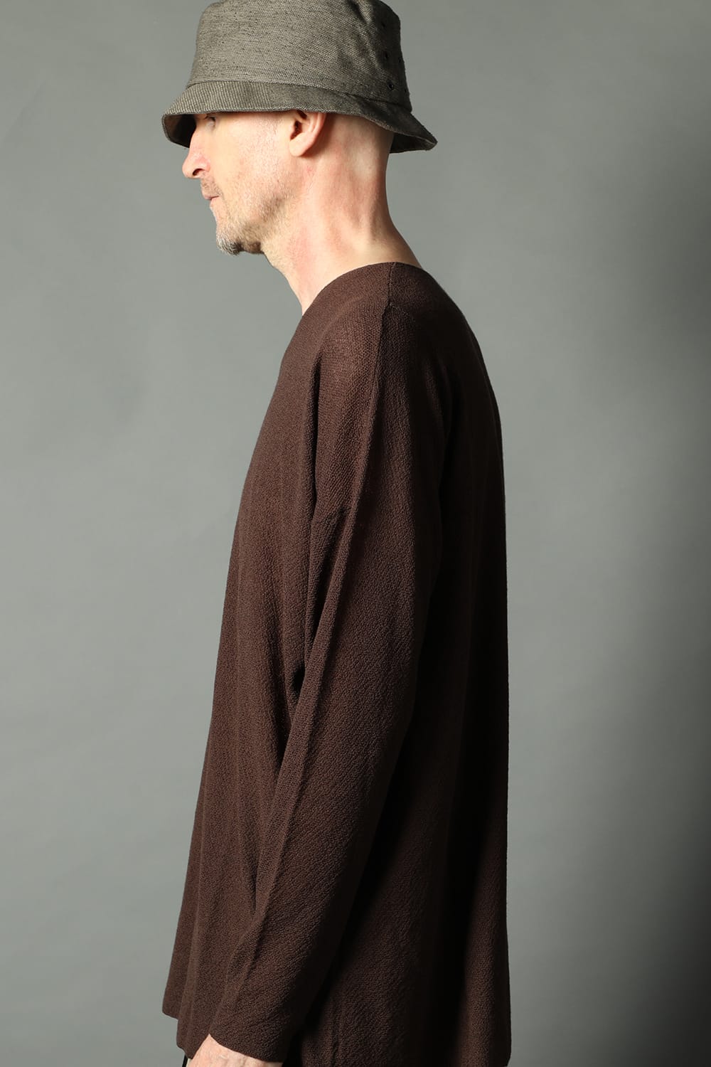 ルーズフィット ロングスリーブ メリノウール  ダークブラウン