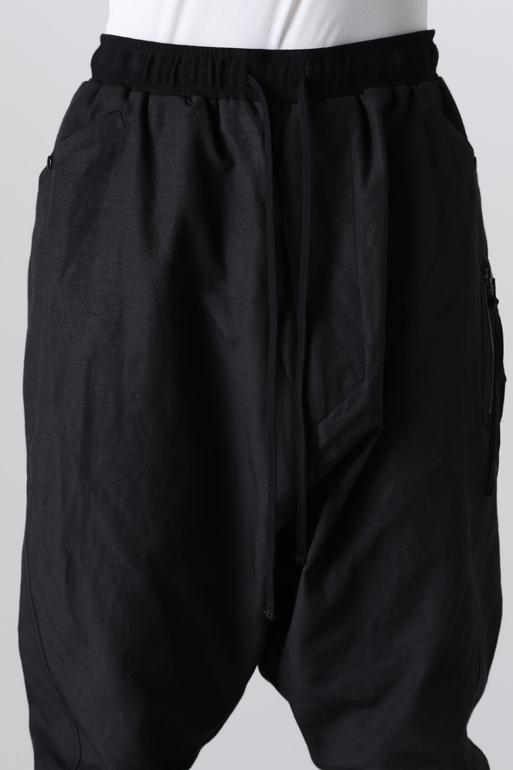 Nylon/Cotton Grosgrain Sarrouel Pants Black