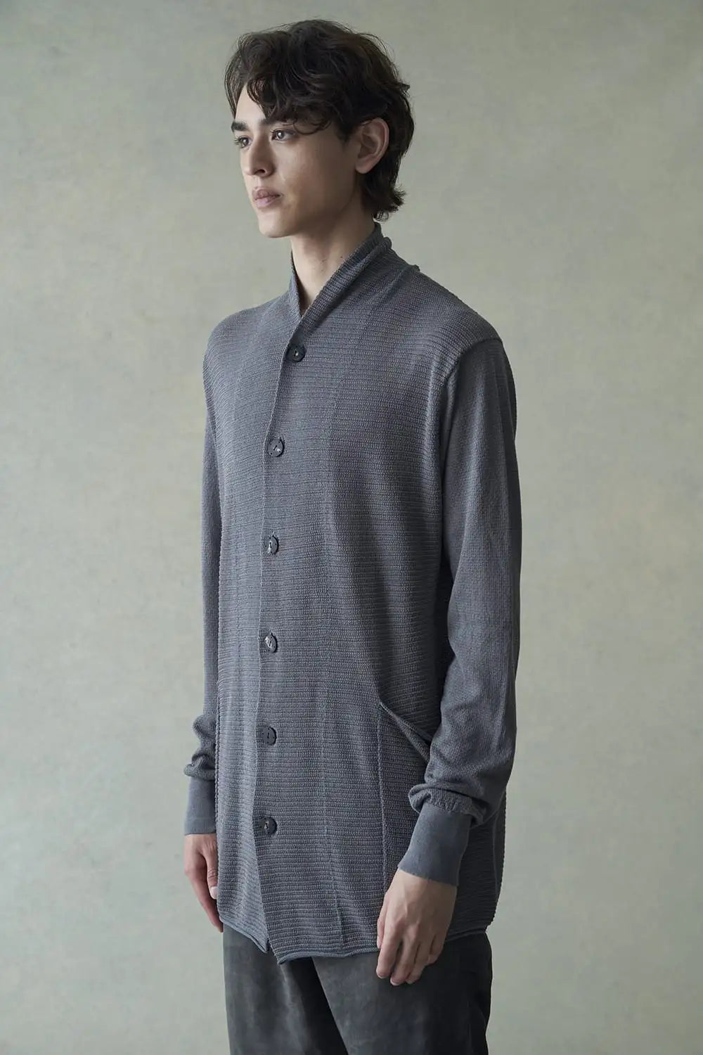 Knit cardigan cotton / linen / silk Gray
