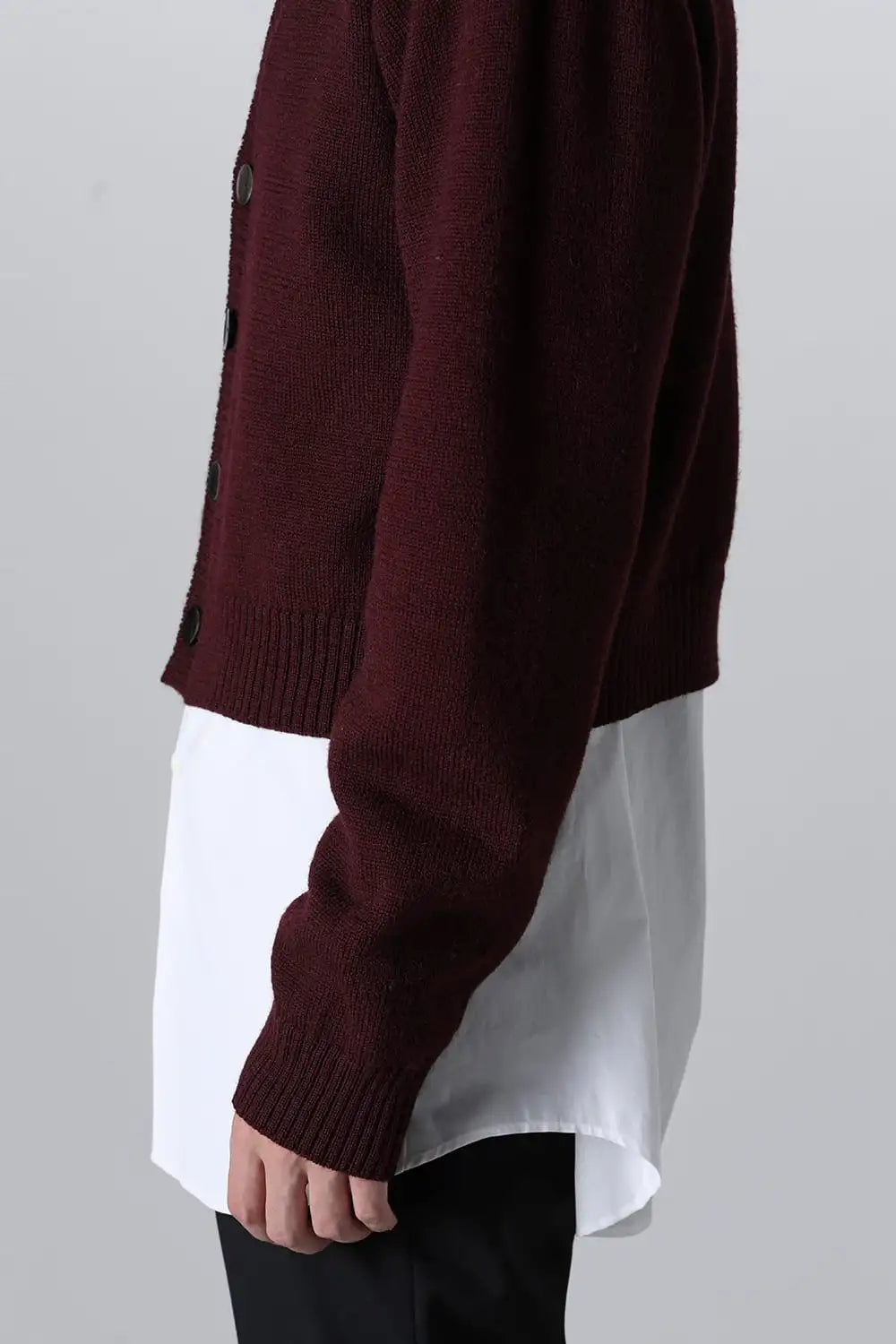 shetland wool cropped cardigan Bordeaux