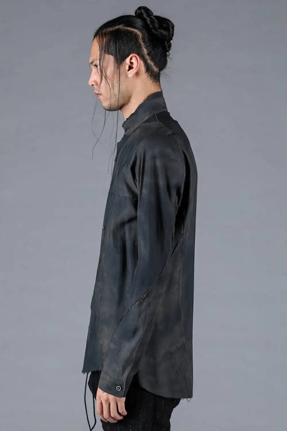 Rayon Twill Cut-Off Band Collar Shirt Dust