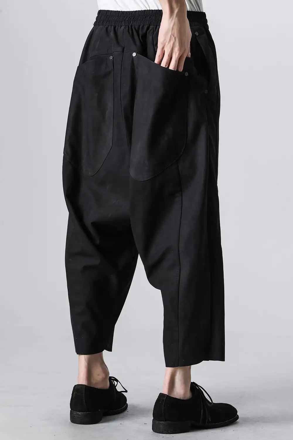 Relaxed pants soft nubuck cow leather Black