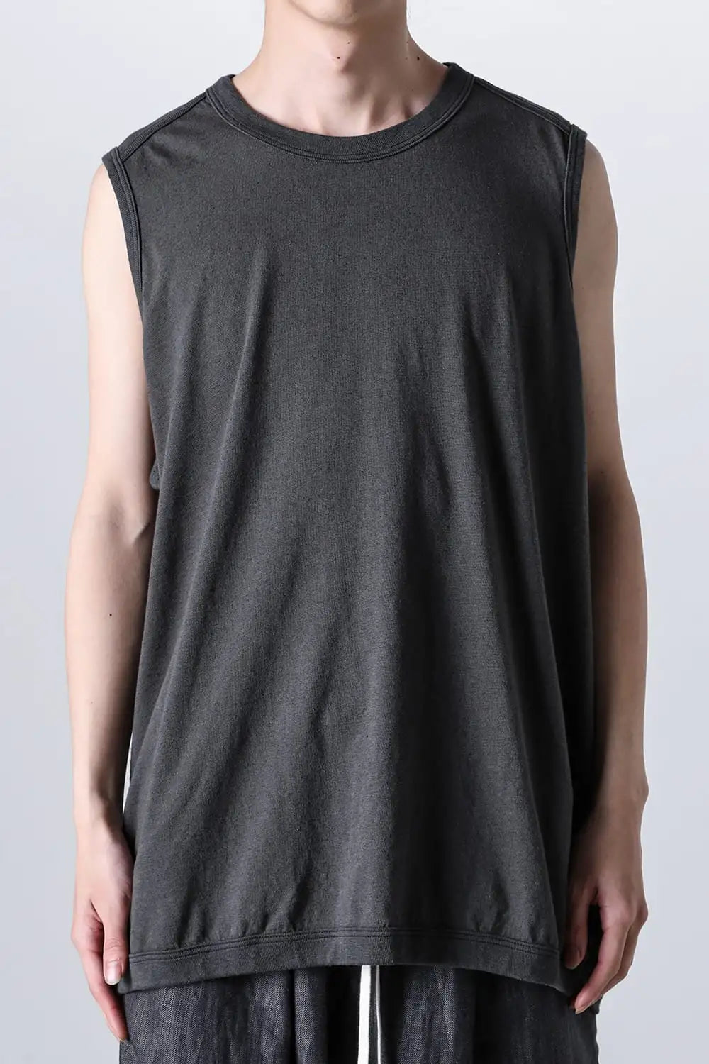 SLEEVELESS TEE Cotton Hemp Jersey BLACK