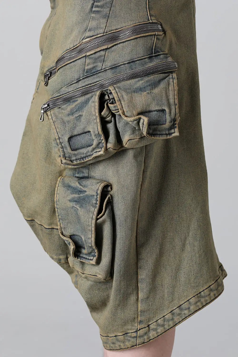 10.5oz Stretch Denim Cargo Short Pants Indigo