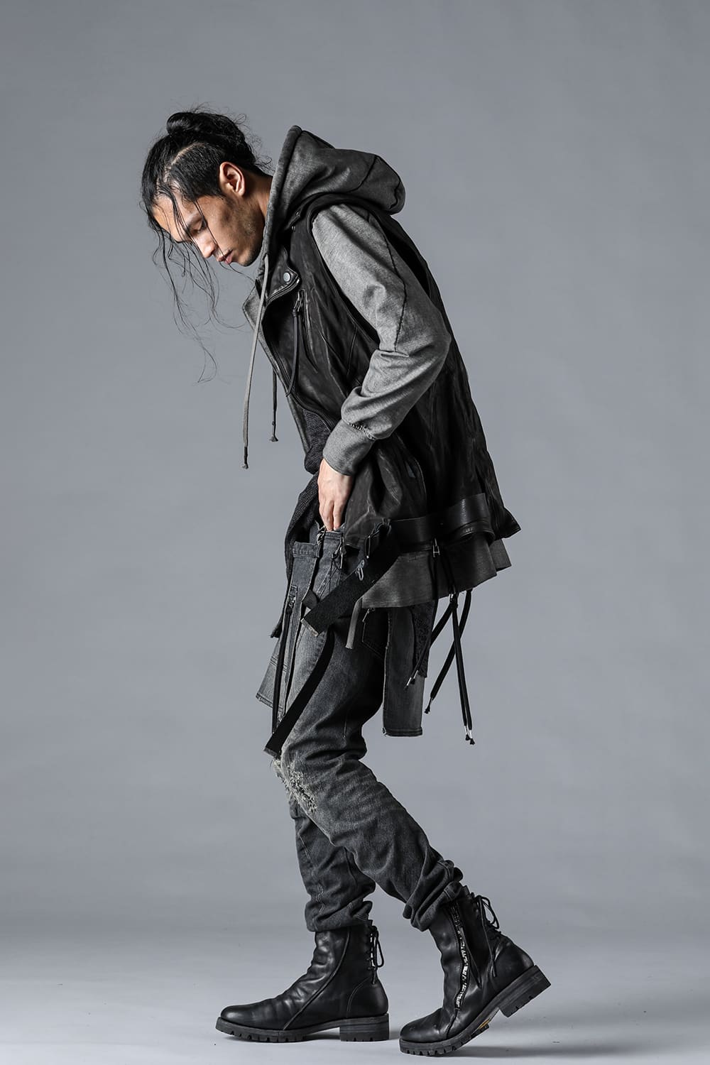 ジャパンカーフレザーライダースベスト