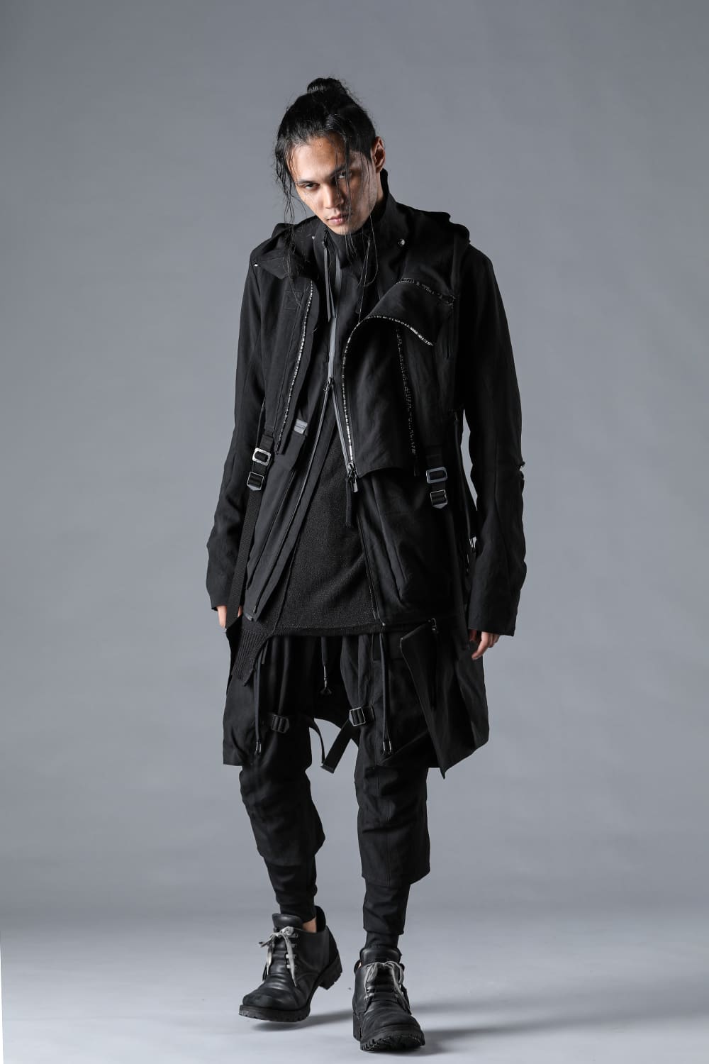 Salt-Shrunk Washed Dobby Border Military Coat