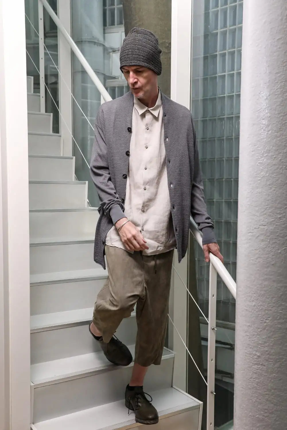 Knit cardigan cotton / linen / silk Gray